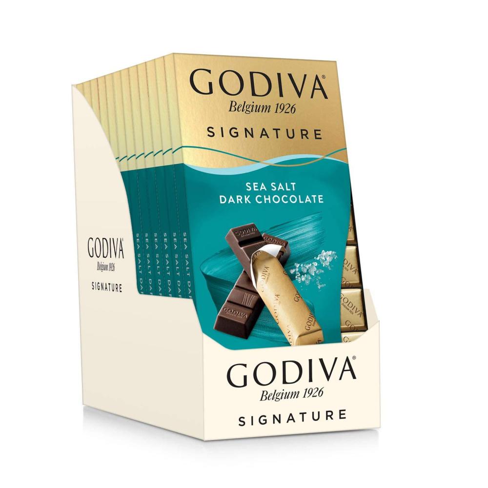 imageGodiva Chocolatier Signature Mini Bars Sea Salt Dark Chocolate 12Ct 8 pc eachSea Salt Dark Chocolate