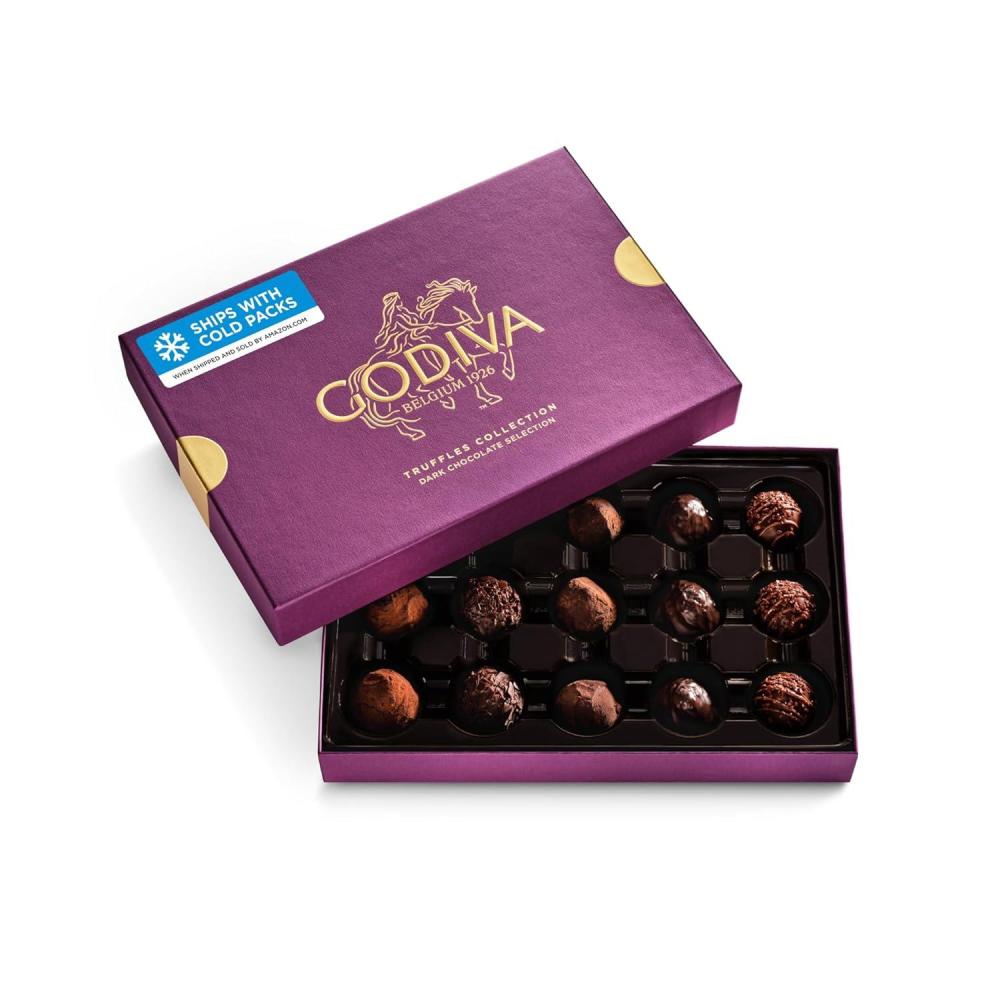 imageGodiva Patisserie Chocolate Truffle Gift Box Belgian Dessert Chocolates with Ganache Center Gourmet Gift for Birthdays Holidays NonGMO ampamp Kosher 24 PcDark Chocolate