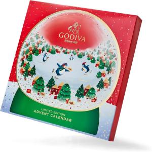 Godiva 2025 Advent Calendar, Limited Edition Deluxe Snowglobe Chocolate Assortment Holiday Gift Box for Christmas, 24pc(Advent Calendar)