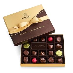 Godiva Chocolatier Gold Ribbon 72-Piece Assorted Chocolate Gift Box – Gourmet Chocolate Candy Variety Pack – Dark Caramel, Milk Chocolate, Nuts– Gift Basket for Birthday, Anniversary, Congratulations(Dark Chocolate)