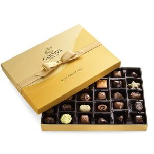Godiva Chocolatier Orchid Ribbon 36-Piece Assorted Chocolate Gift Box – Gourmet Chocolate Candy Variety Pack – Dark Caramel, Milk Chocolate, Nuts– Gift Basket for Birthday, Anniversary, Congratulations(Gold Ribbon)