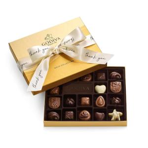 Godiva Chocolatier Thank You Ribbon 36-Piece Assorted Chocolate Gift Box – Gourmet Chocolate Candy Variety Pack – Dark Caramel, Milk Chocolate, Nuts– Gift Basket Father’s Day, Birthday and Anniversary(Thank You)