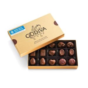 Godiva Gold Milk Chocolate Gift Box, Belgian Milk Chocolates with Pralinés, Ganaches & Caramels, Gourmet Gift for Birthdays, Holidays, Non-GMO & Kosher, 15 Pc(Milk Chocolate)