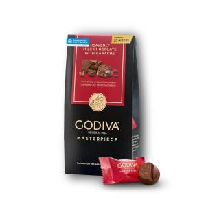 Godiva Masterpiece Dark Chocolate Bag, Individually Wrapped with Ganache Center, Gourmet Gift for Birthday, Holiday, Kosher, Halal, 7oz(Milk Chocolate Ganache)