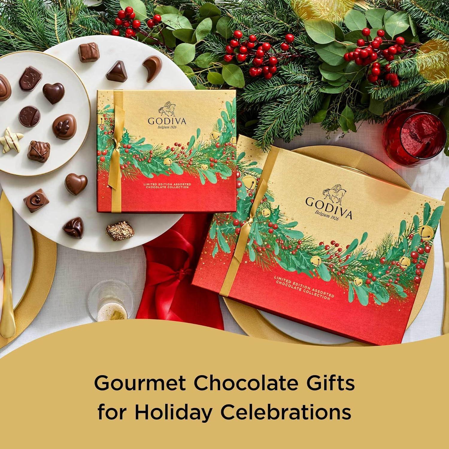 imageGodiva Red Bow Gold Assorted Chocolate Gift Box Belgian Dark and Milk Chocolates with Pralins Ganaches ampamp Caramels Gourmet Holiday Gift NonGMO ampamp Kosher 60 PcFestive Garland