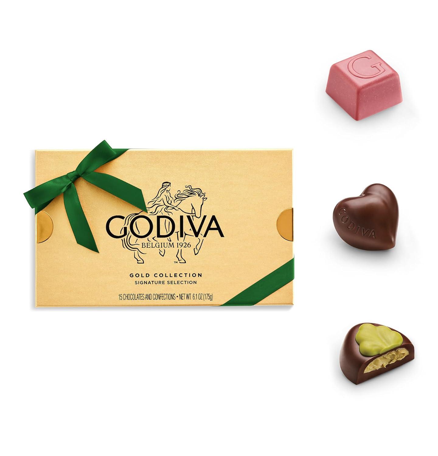 imageGodiva Red Bow Gold Assorted Chocolate Gift Box Belgian Dark and Milk Chocolates with Pralins Ganaches ampamp Caramels Gourmet Holiday Gift NonGMO ampamp Kosher 60 PcGreen Bow Assorted