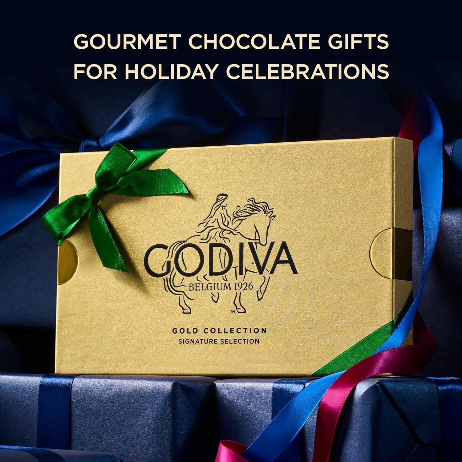 imageGodiva Red Bow Gold Assorted Chocolate Gift Box Belgian Dark and Milk Chocolates with Pralins Ganaches ampamp Caramels Gourmet Holiday Gift NonGMO ampamp Kosher 60 PcGreen Bow Assorted