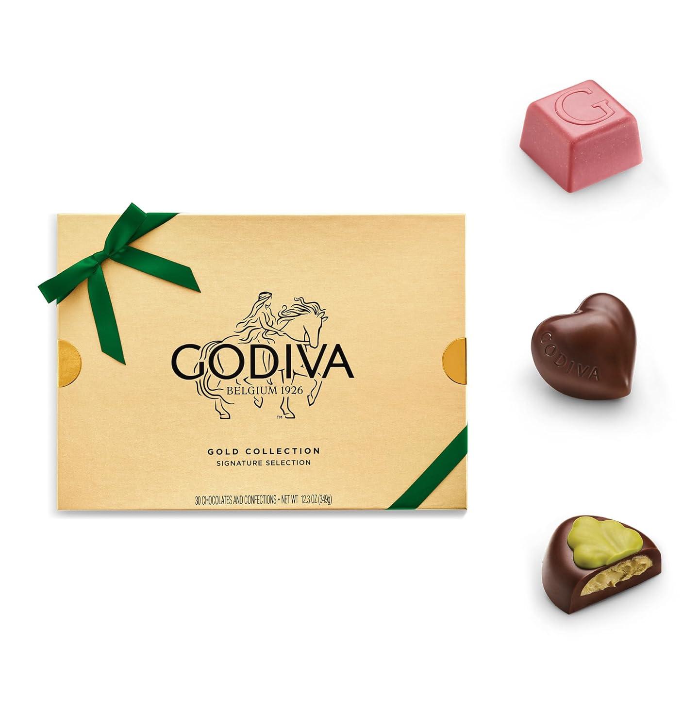 imageGodiva Red Bow Gold Assorted Chocolate Gift Box Belgian Dark and Milk Chocolates with Pralins Ganaches ampamp Caramels Gourmet Holiday Gift NonGMO ampamp Kosher 60 PcGreen Bow Assorted