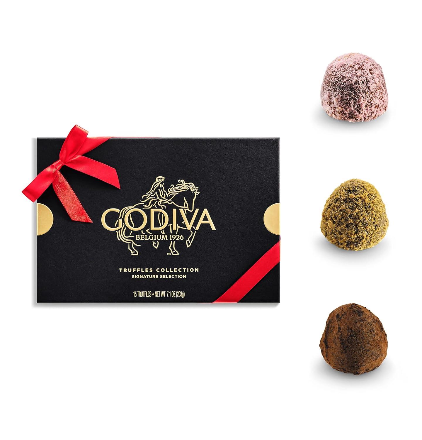 imageGodiva Red Bow Signature Truffle Gift Box Belgian Dark and Milk Chocolates with Ganache Centers Gourmet Holiday Gift NonGMO ampamp Kosher 24 PcRed Bow Signature