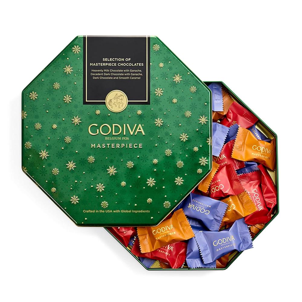 imageGodiva Red Bow Gold Assorted Chocolate Gift Box Belgian Dark and Milk Chocolates with Pralins Ganaches ampamp Caramels Gourmet Holiday Gift NonGMO ampamp Kosher 60 PcHoliday Tin