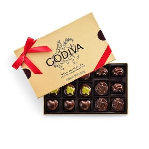 Godiva Red Bow Gold Assorted Chocolate Gift Box, Belgian Dark and Milk Chocolates with Pralinés, Ganaches & Caramels, Gourmet Holiday Gift, Non-GMO & Kosher, 60 Pc(Red Bow – Dark Chocolate)