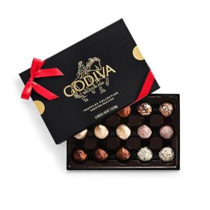 Godiva Red Bow Signature Truffle Gift Box, Belgian Dark and Milk Chocolates with Ganache Centers, Gourmet Holiday Gift, Non-GMO & Kosher, 24 Pc(Red Bow – Signature)