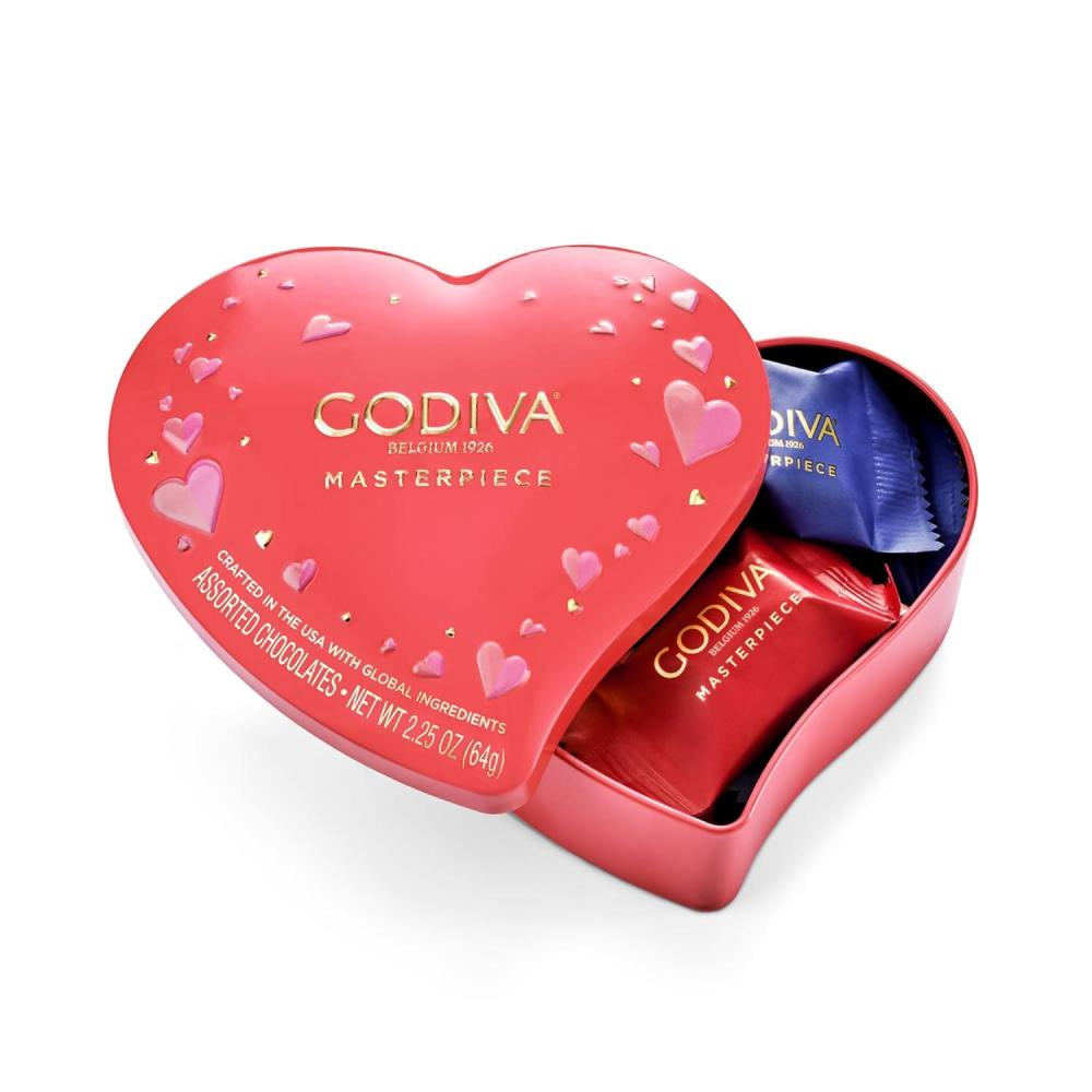 image:imageGodiva Masterpiece Heart Chocolate Gift Tin Assorted Milk ampamp Dark Chocolate with Ganache ampamp Caramel Valentines Day Keepsake Gift for Her 20pcAssorted Chcocolate