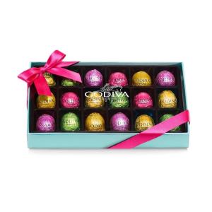 Godiva Chocolate Easter Egg Gift Box, Assorted Milk & Dark Chocolate Mini Eggs, Foil-Wrapped Gourmet Easter Chocolate Gifts, Kosher, 18 Pc