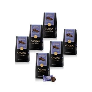 Godiva Masterpiece Dark Chocolate Bags, Individually Wrapped with Ganache Center, Gourmet Gift for Birthday, Holiday, Kosher, Halal, 4oz, Pack of 6(Dark Chocolate Ganache)