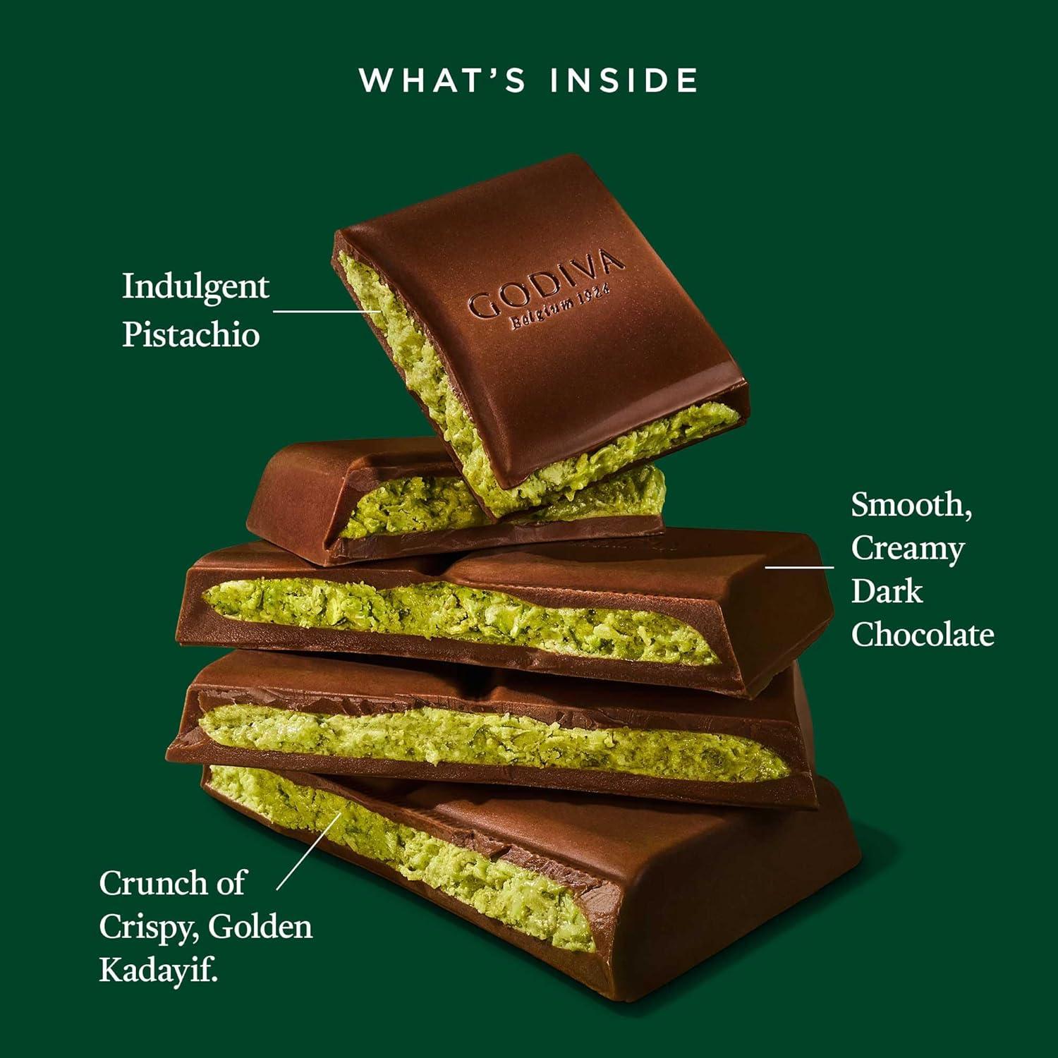image:imageGodiva Dubai Style Dark Chocolate Bar Gourmet Chocolate with Creamy Pistachio Filling amp Crispy Kadayif Premium Chocolate for Easter Basket122g Pack of 2Dark Chocolate