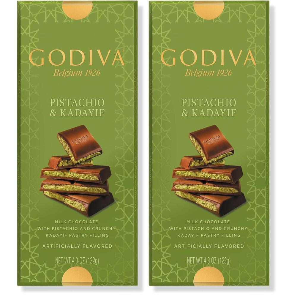 image:imageGodiva Dubai Style Dark Chocolate Bar Gourmet Chocolate with Creamy Pistachio Filling amp Crispy Kadayif Premium Chocolate for Easter Basket122g Pack of 2Milk Chocolate