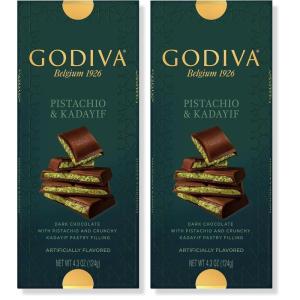 Godiva Dubai Style Dark Chocolate Bar, Gourmet Chocolate with Creamy Pistachio Filling & Crispy Kadayif, Premium Chocolate for Easter Basket,122g (Pack of 2)(Dark Chocolate)