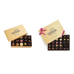 Godiva Gold Assorted Chocolate Gift Box, 15 Pc + Gold Assorted Chocolate Gift Box, Azelea Pink Ribbon, 30 Pc Mother’s Day Bundle